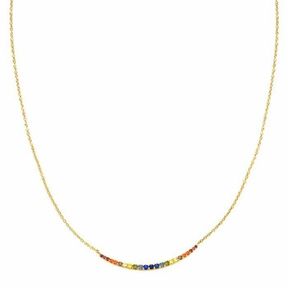NEW Tai Jewelry Rainbow Arc Gold Statement Necklace - Picture 3 of 6